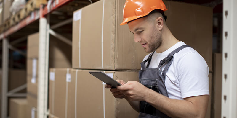 Warehouse worker holiding a table